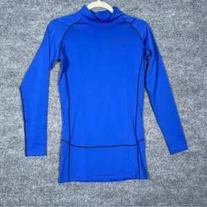 Tesla NWT Women’s Large Blue Stretch Mesh Mock Neck Athletic Long Sleeve Shirt